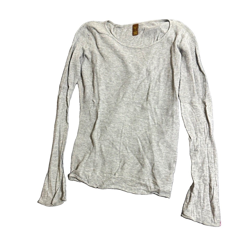 Copper Key Women's L Gray Knit Scoop Neck Long Sleeve 100% Cotton Pullover Top